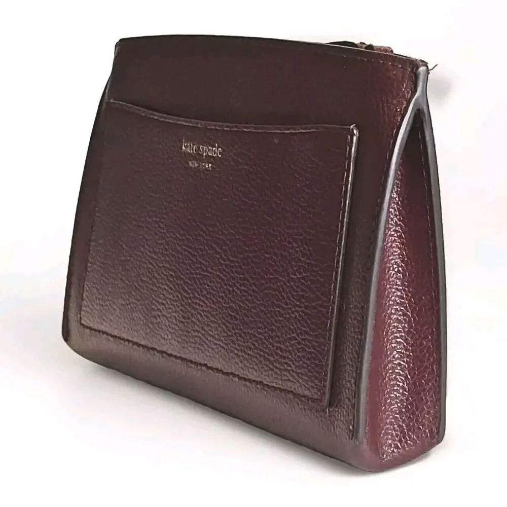 Kate Spade Wine Colored Front Slip Pocket Zippered Closure Wristlet Purse NWOT - Picture 5 of 8